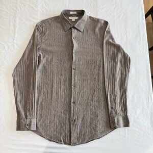 Banana Republic Men's XL Brown Slim Fit Italian Linen L/S Shirt Good Cond